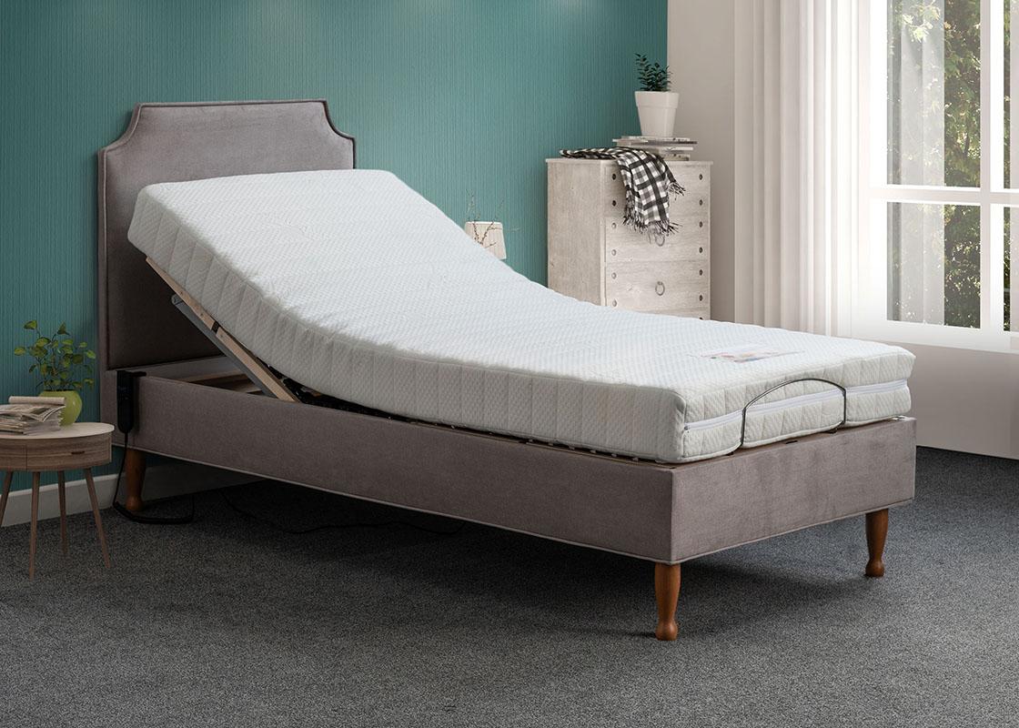 A Sweet Dreams adjustable bed with its head section powered up