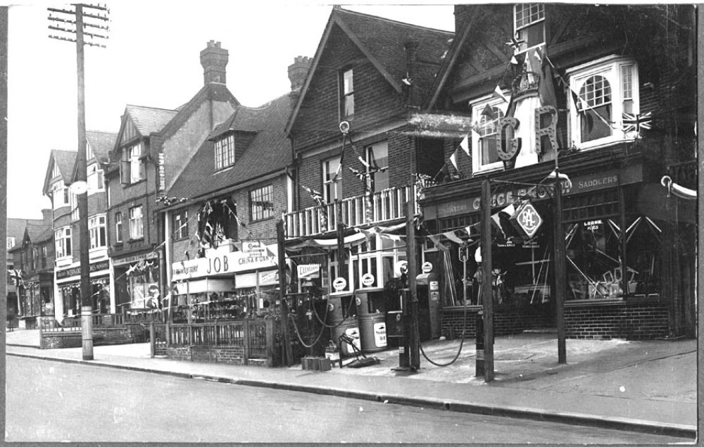 The Job's storefront on Station Road West, dressed with bunting.