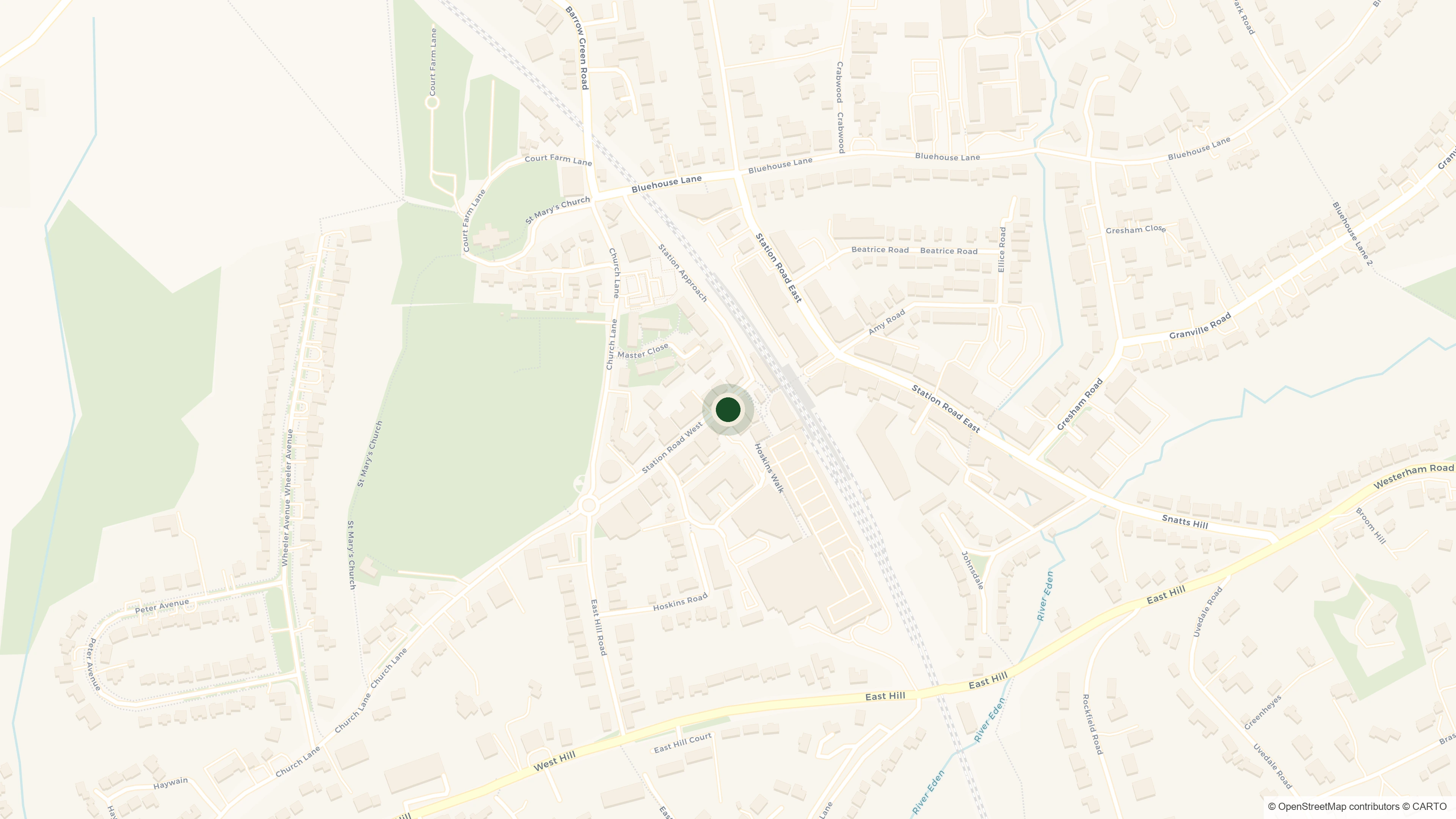 Map showing Job's of Oxted, 46–50 Station Road West, Oxted